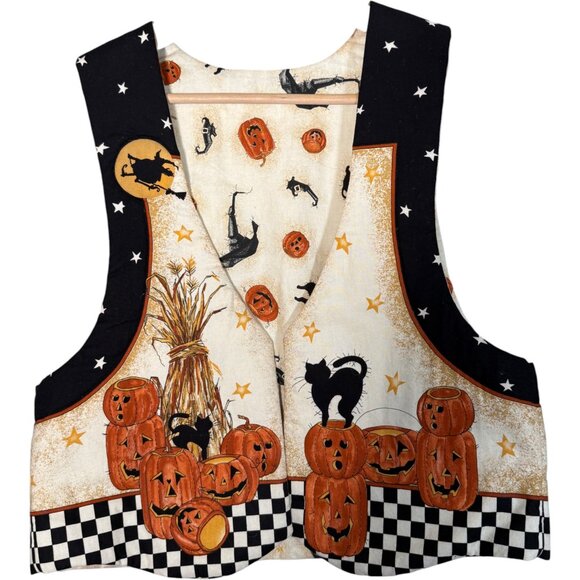 Handmade Vest Halloween Themed Pumpkin Theme Novelty "Punch it Broomzelda" - Picture 1 of 5